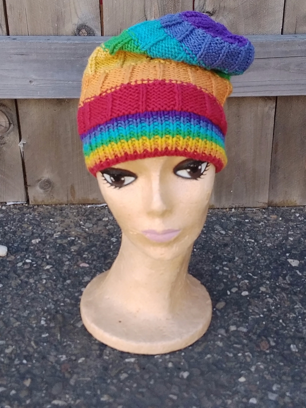 Yak N Yeti Beanie Knit Cap Rainbow Stripe Unisex One Size New With Tags